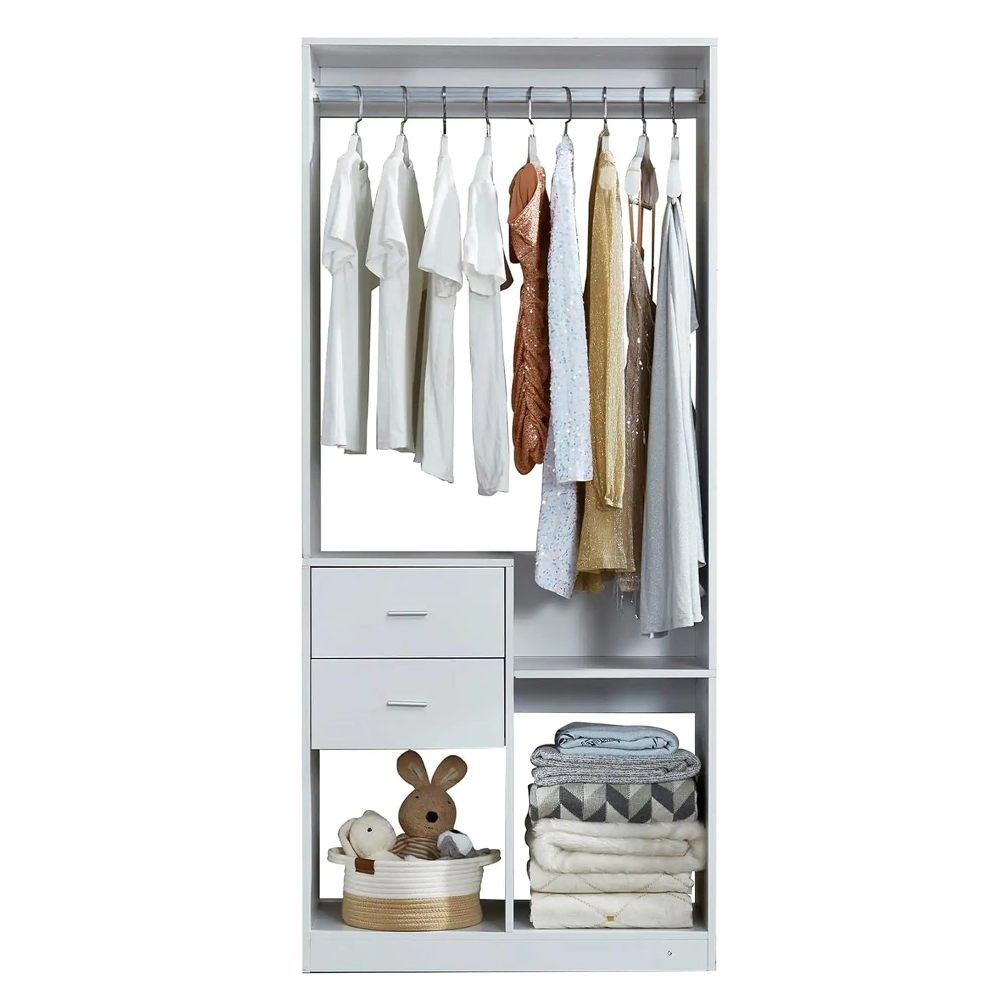 305 Grey Closet System – Walk-in Closet Organizer with 4 Drawers and Built-in Storage