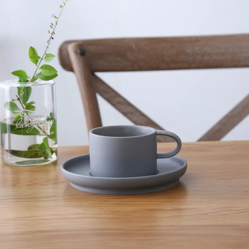 Frosted Ceramic Coffee Cup Set with Saucer, 200ml
