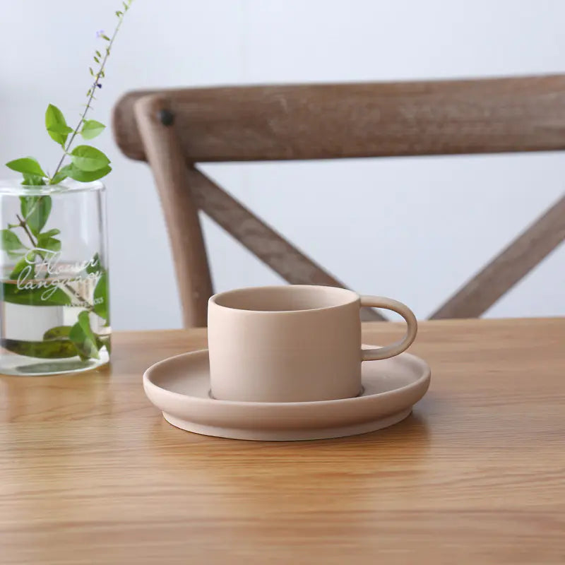 Frosted Ceramic Coffee Cup Set with Saucer, 200ml