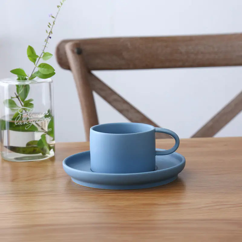 Frosted Ceramic Coffee Cup Set with Saucer, 200ml