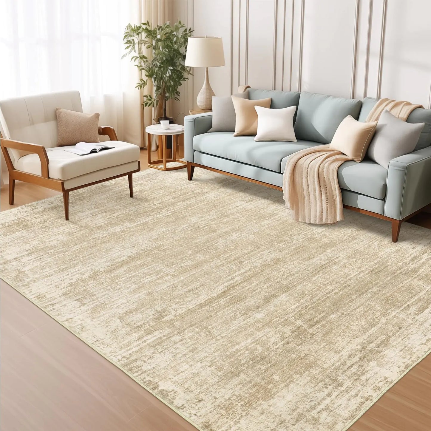 zesthome 3x5 Area Rugs Modern Washable Rug Non-Slip Rugs for Living Room Stain Resistant Abstract Rugs Ultra-Thin Indoor Area Rug 3x5 Home Decor Brown Rug
