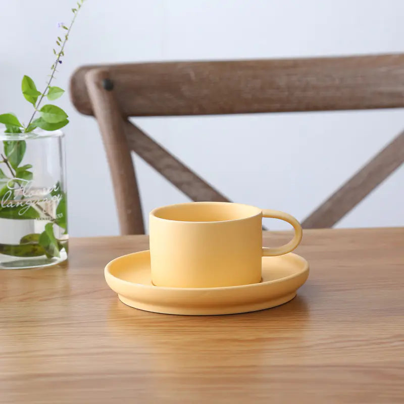 Frosted Ceramic Coffee Cup Set with Saucer, 200ml