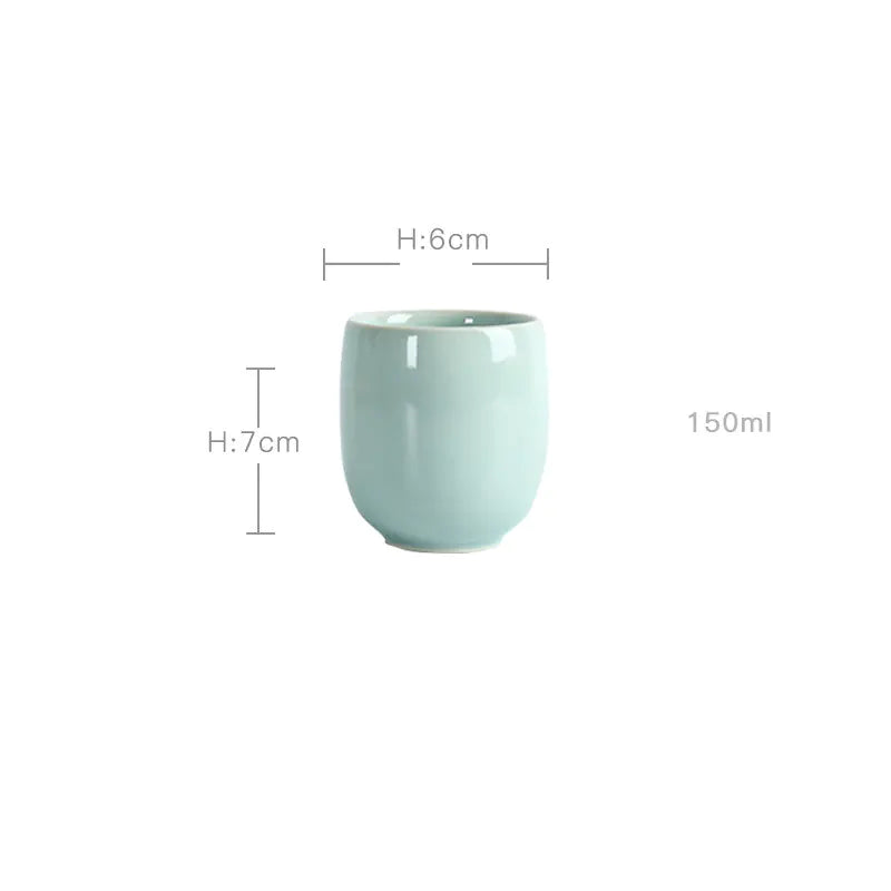 Ceramic Tea Cup Set in Six Colors - Longquan Qingci