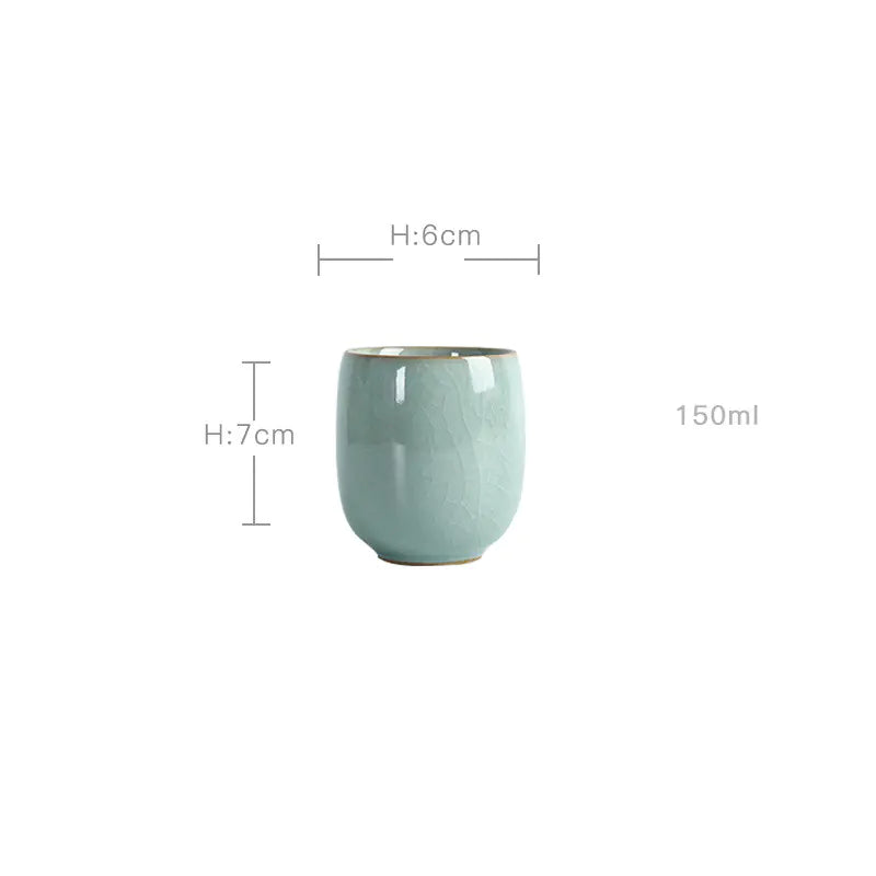 Ceramic Tea Cup Set in Six Colors - Longquan Qingci