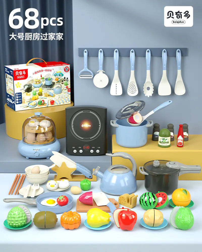 Kids' Kitchen Playset with Realistic Cooking Tools
