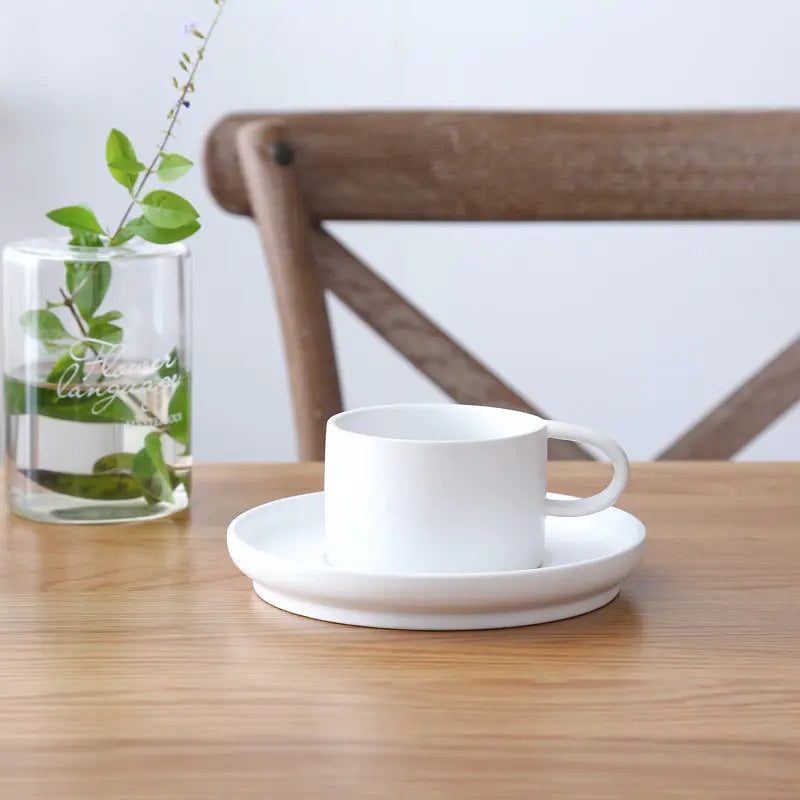 Frosted Ceramic Coffee Cup Set with Saucer, 200ml