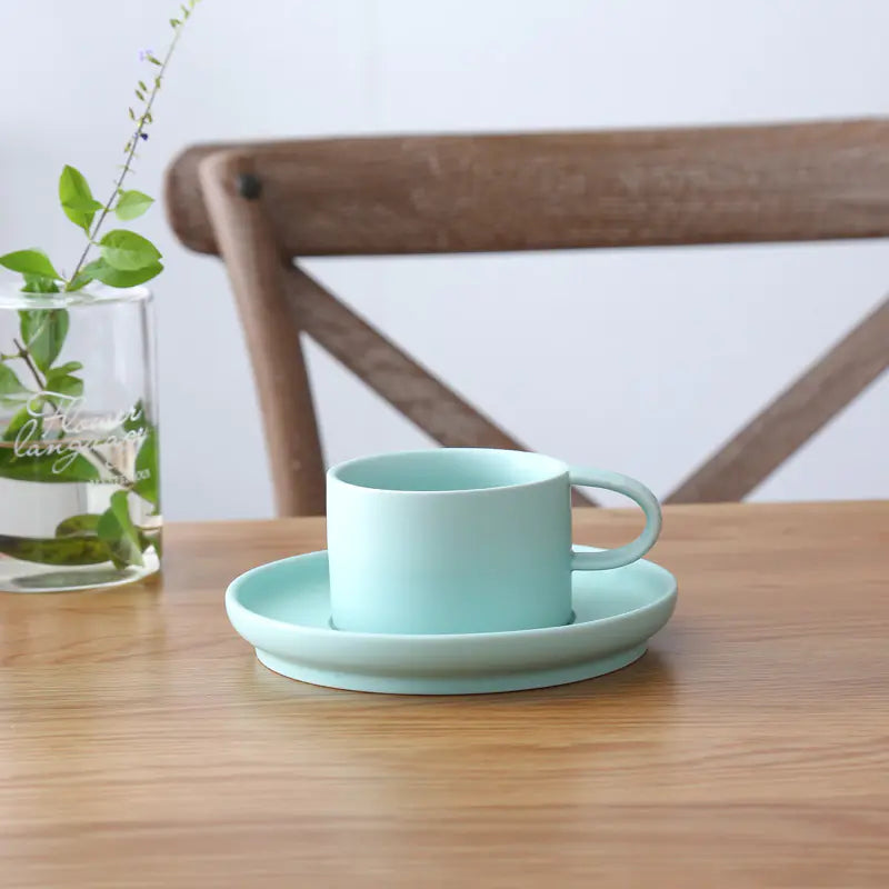 Frosted Ceramic Coffee Cup Set with Saucer, 200ml