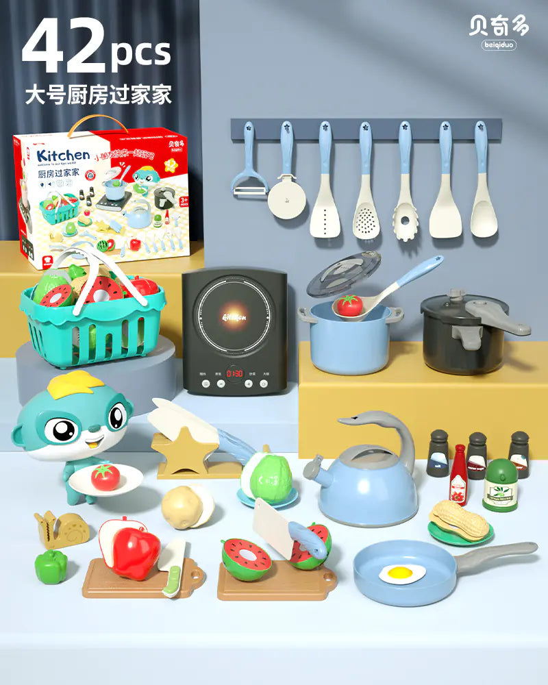 Kids' Kitchen Playset with Realistic Cooking Tools