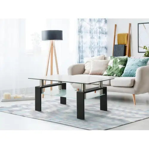 Rectangle Black Glass, Modern Side Center Tables