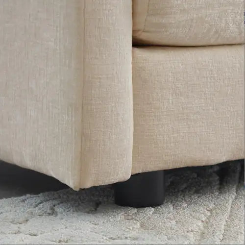 Modern Fabric Loveseat Sofa Couch For Living Room, Upholstered Large Size Deep Seat 2-Seat Sofa With 4 Pillows ,Beige Chenille