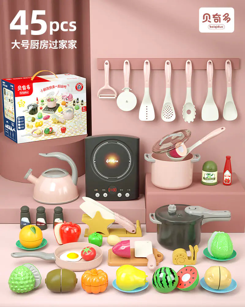 Kids' Kitchen Playset with Realistic Cooking Tools