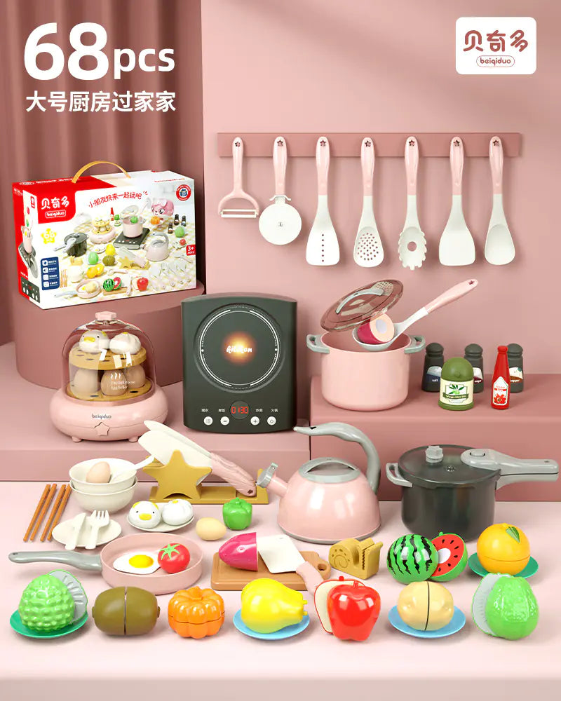 Kids' Kitchen Playset with Realistic Cooking Tools