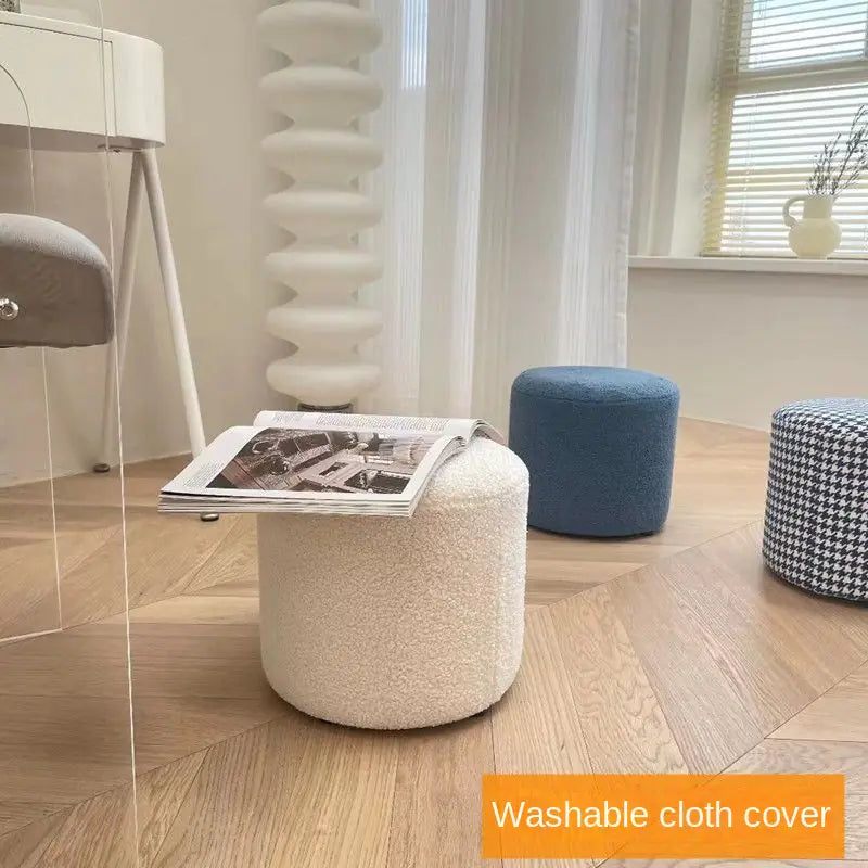 Houndstooth Lambswool Round Stool