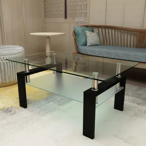 Rectangle Black Glass, Modern Side Center Tables