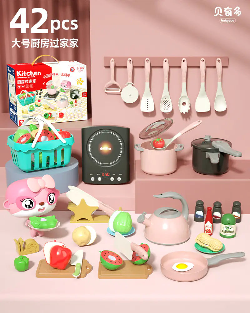 Kids' Kitchen Playset with Realistic Cooking Tools
