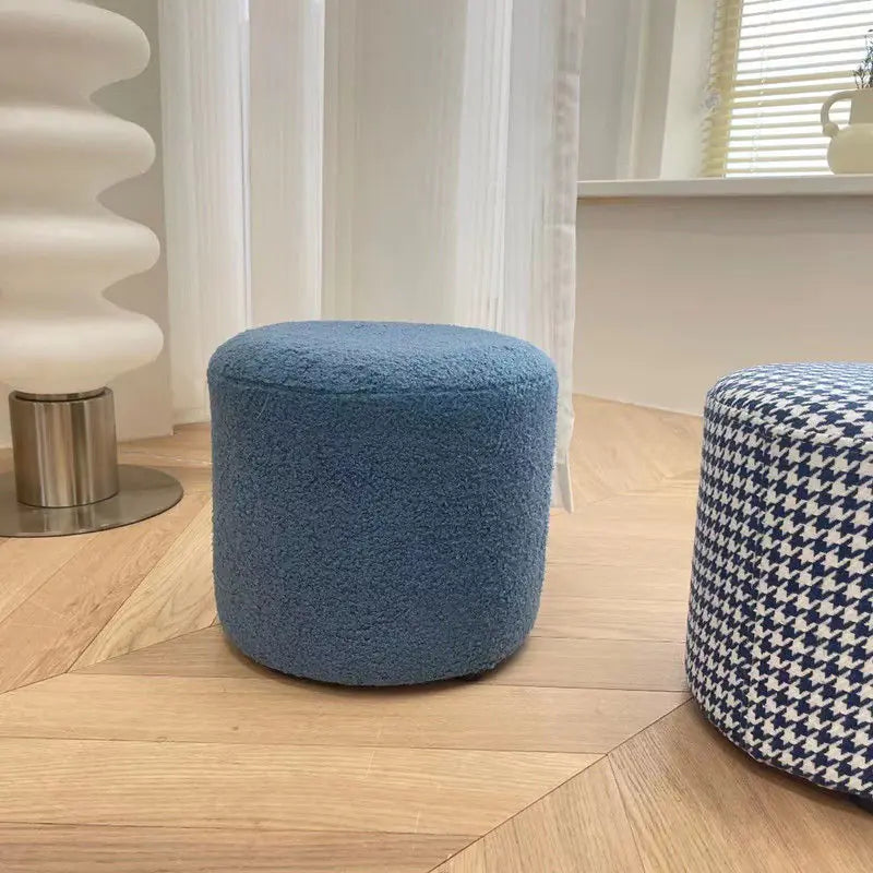 Houndstooth Lambswool Round Stool