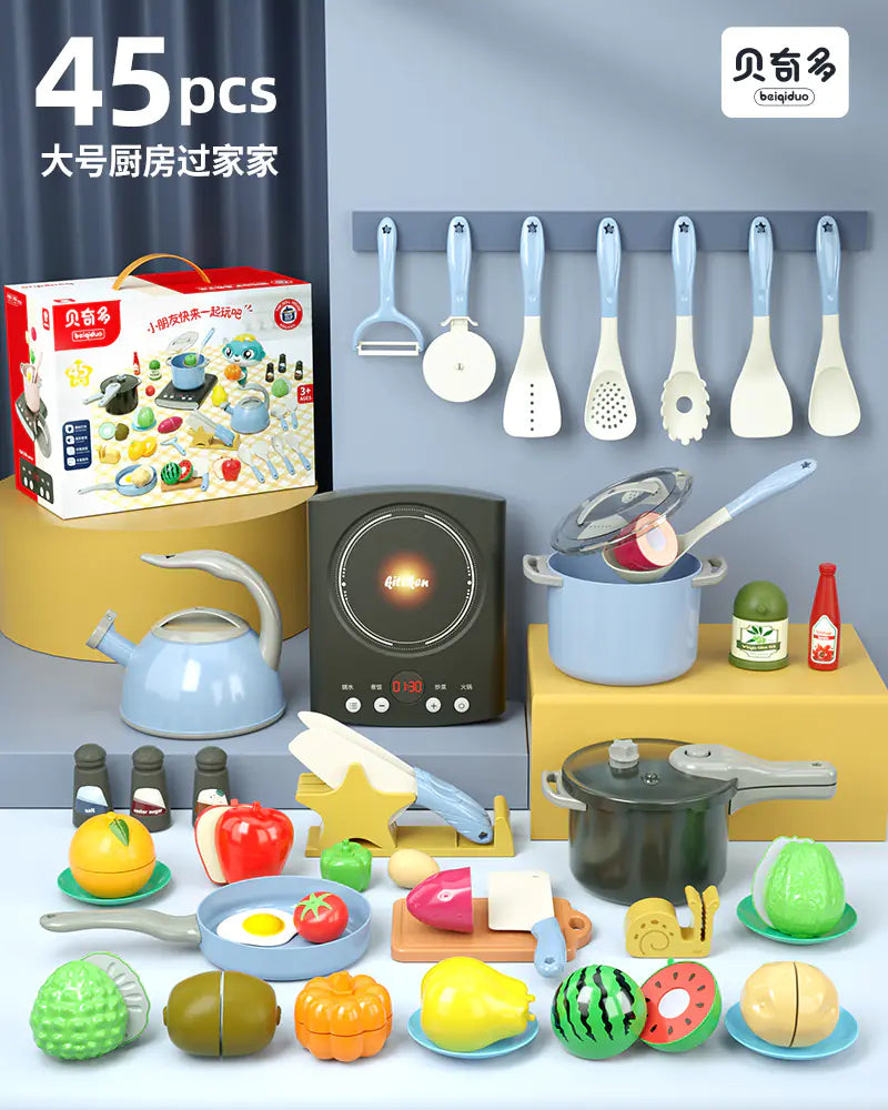 Kids' Kitchen Playset with Realistic Cooking Tools