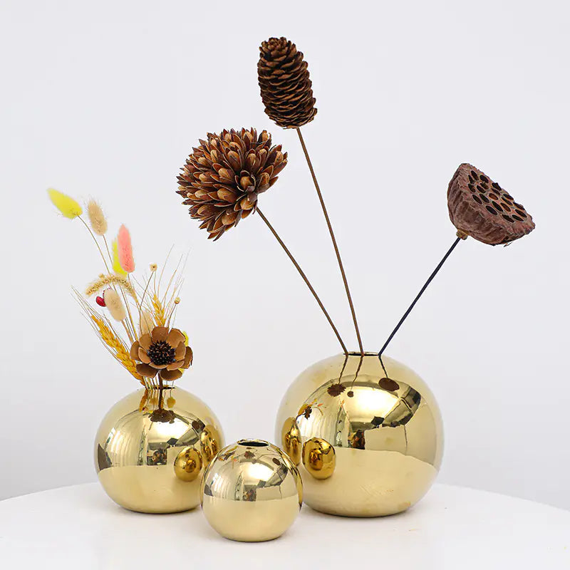 Electroplated Ceramic Gold Vase