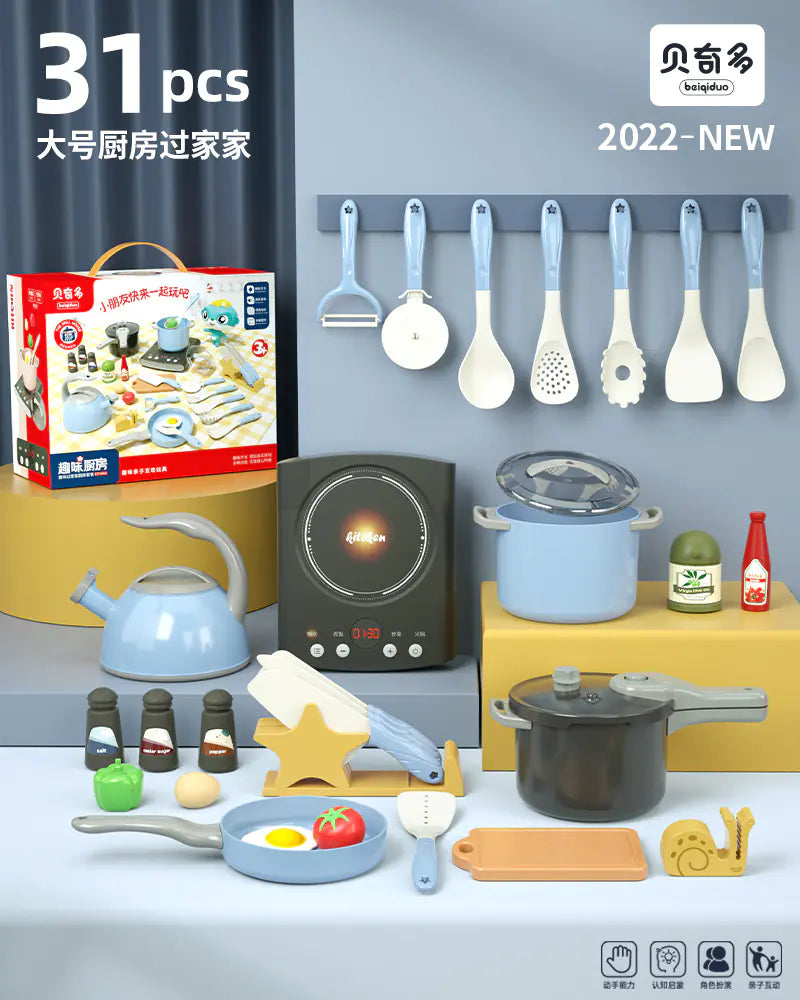 Kids' Kitchen Playset with Realistic Cooking Tools