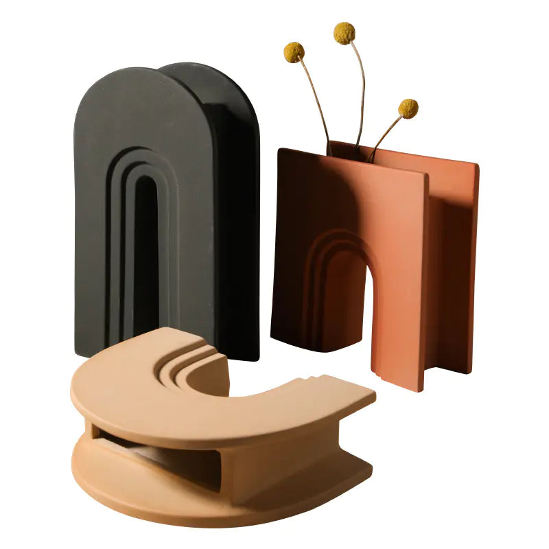 Nordic Art Geometric Morandi Ceramic Vase for Home Decor