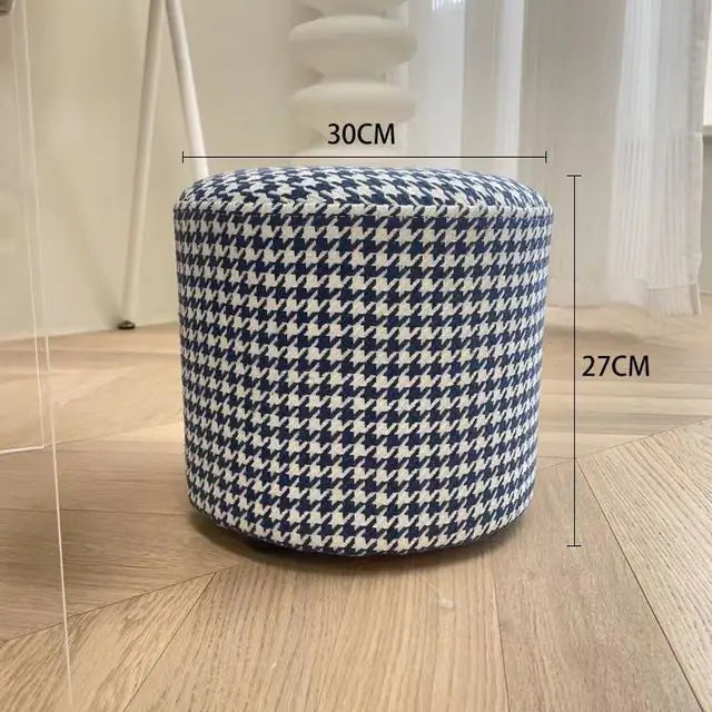 Houndstooth Lambswool Round Stool