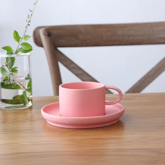 Frosted Ceramic Coffee Cup Set with Saucer, 200ml