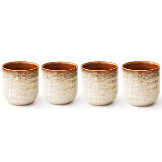 Lxuwbd Japanese Style Ceramic Tea Set Tea Cup Coffee Cup Yerba Mate Set Ceramic Mate Cup Set of 4 (cream-colored)