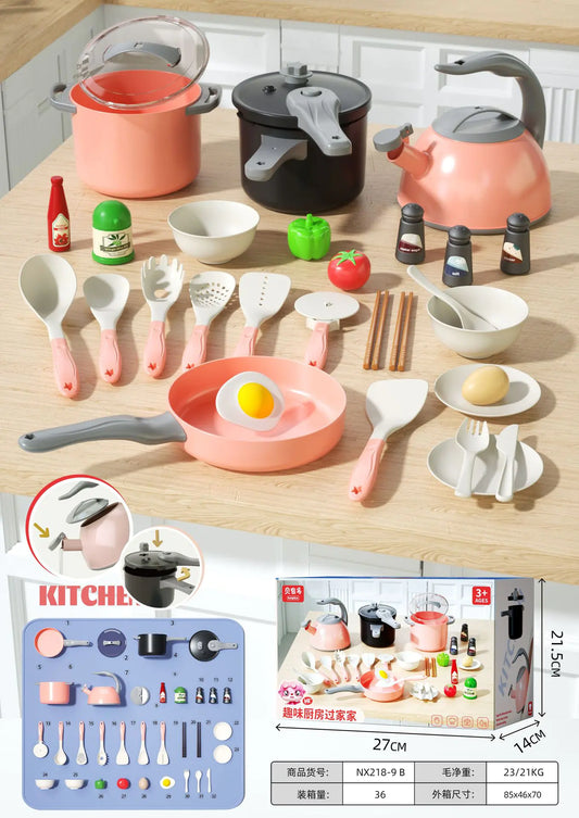 Kids' Kitchen Playset with Realistic Cooking Tools