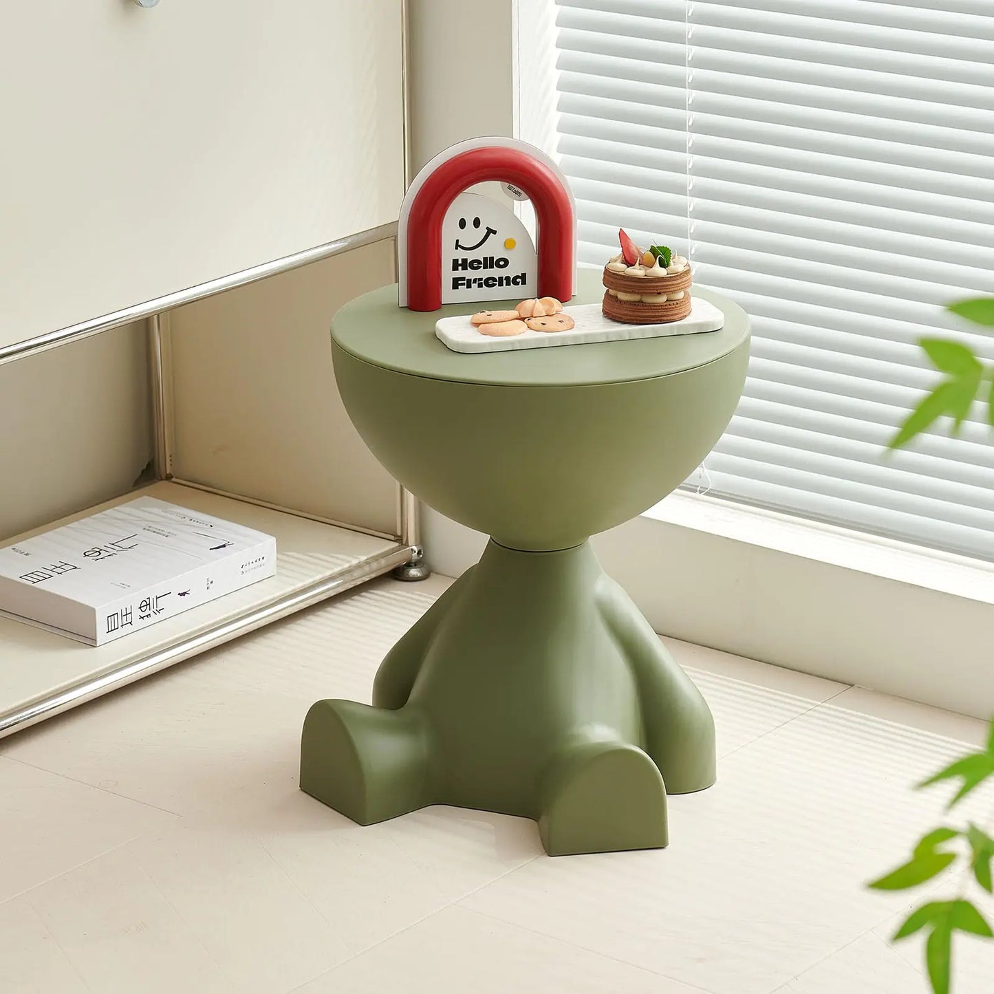 Side Table Circle Coffee Table Sofa End Table Nightstand Small End Table Accent Balcony Office Modern Bedside Home Decor for Living Room Bedroom Small Spaces Easy Assembly (Green)