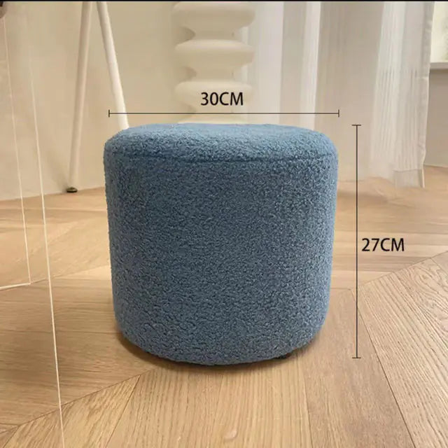 Houndstooth Lambswool Round Stool