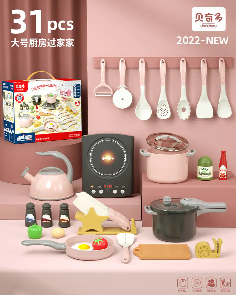 Kids' Kitchen Playset with Realistic Cooking Tools