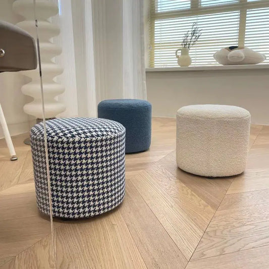 Houndstooth Lambswool Round Stool