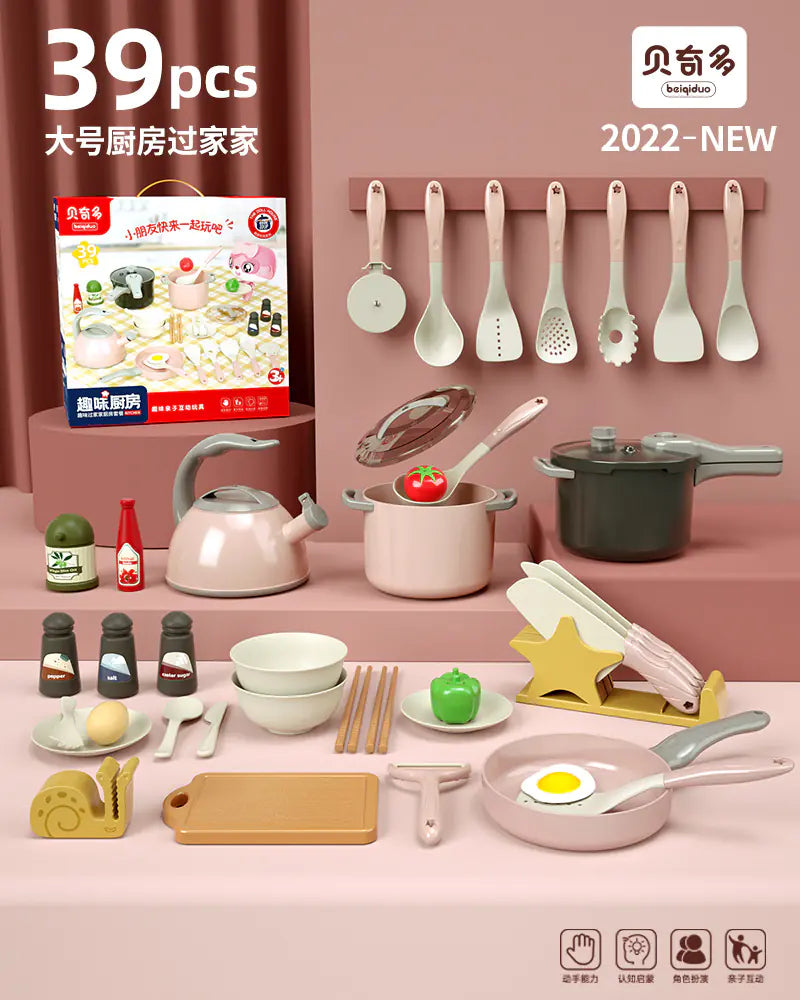 Kids' Kitchen Playset with Realistic Cooking Tools