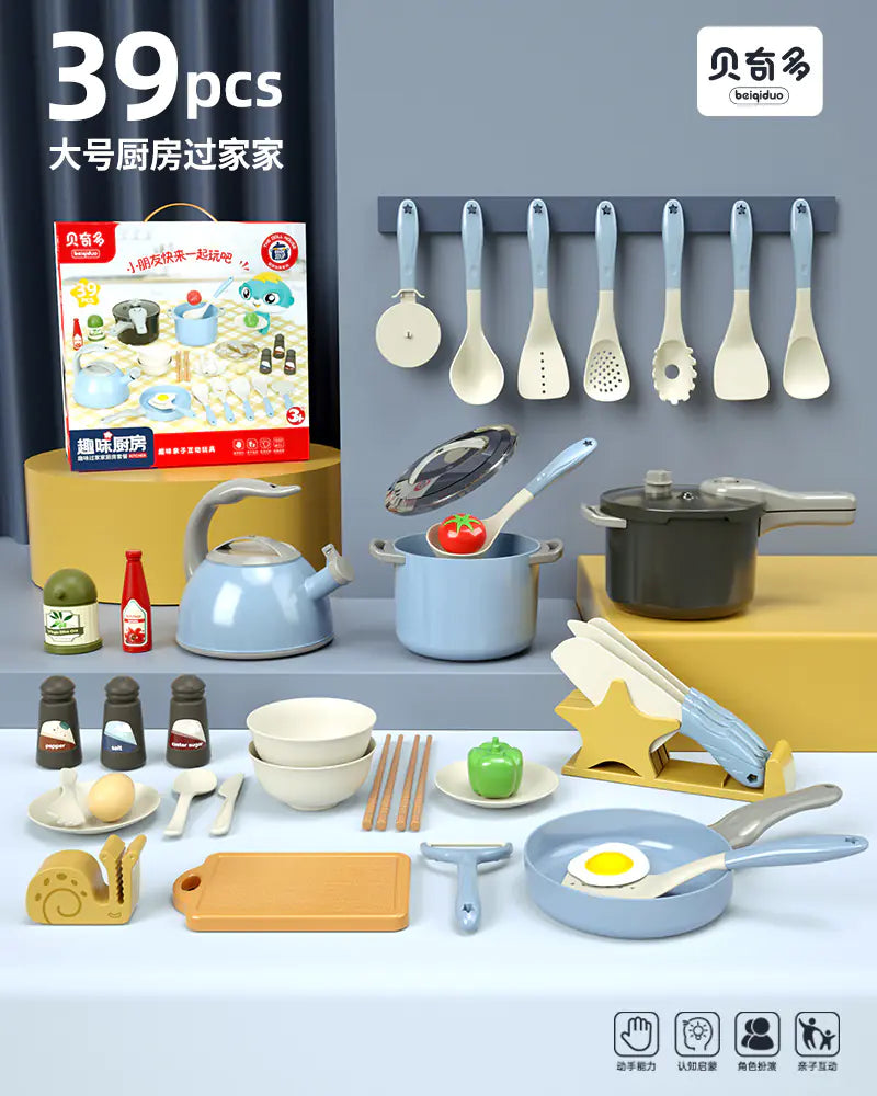 Kids' Kitchen Playset with Realistic Cooking Tools