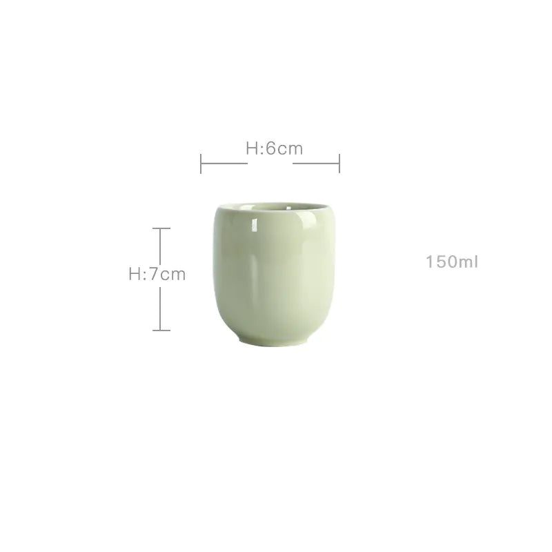 Ceramic Tea Cup Set in Six Colors - Longquan Qingci