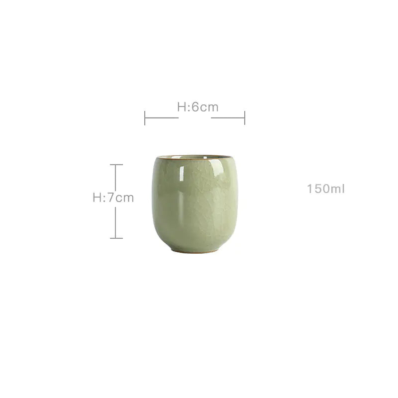 Ceramic Tea Cup Set in Six Colors - Longquan Qingci