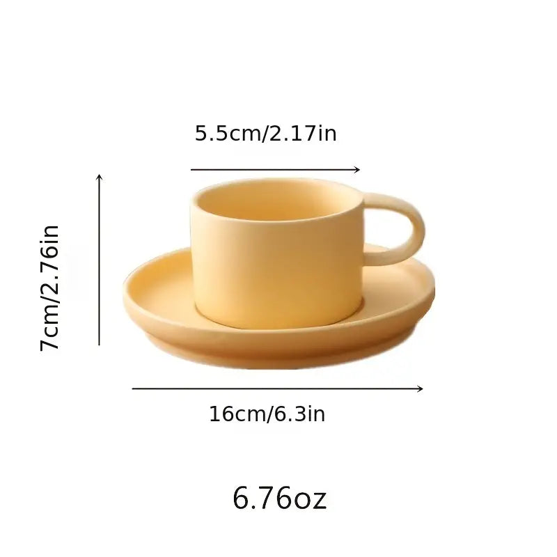 Frosted Ceramic Coffee Cup Set with Saucer, 200ml
