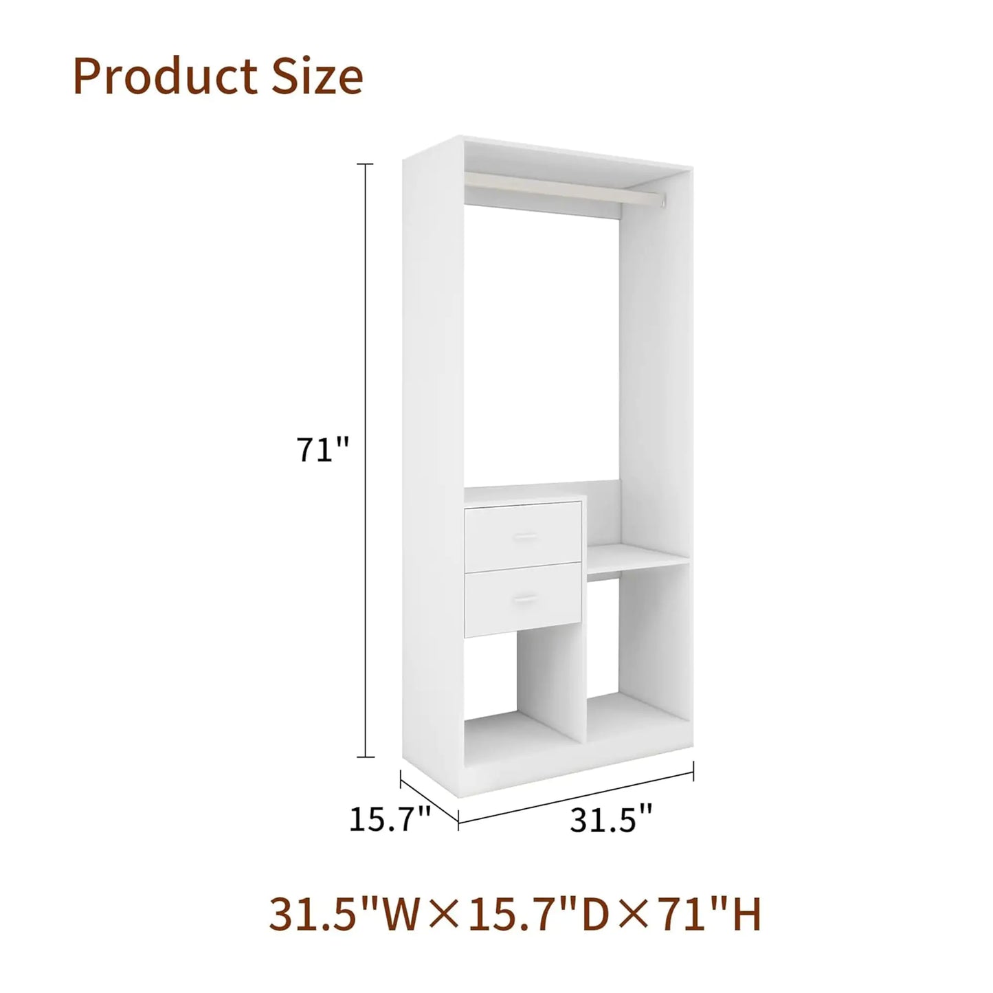 305 Grey Closet System – Walk-in Closet Organizer with 4 Drawers and Built-in Storage